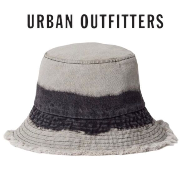 URBAN OUTFITTERS UO Avery Dip-Dyed Black Denim Bucket Hat NEW - Picture 2 of 3